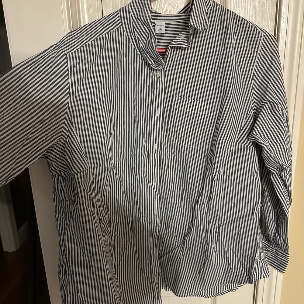 Old Navy Navy and White Striped Shirt